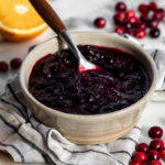 homemade cranberry sauce recipe with red wine and ginger.