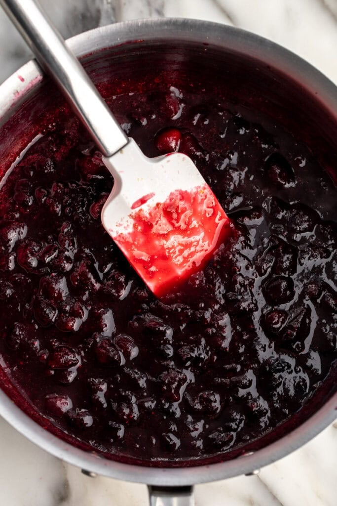 simmered homemade cranberry sauce.