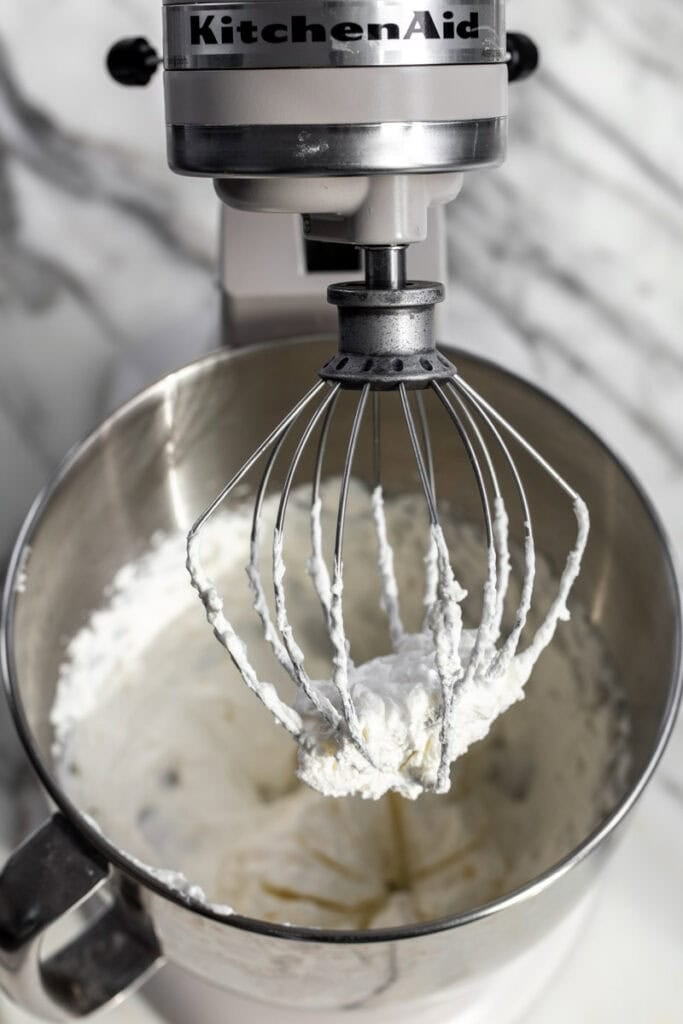 homemade whipped cream in stand mixer.