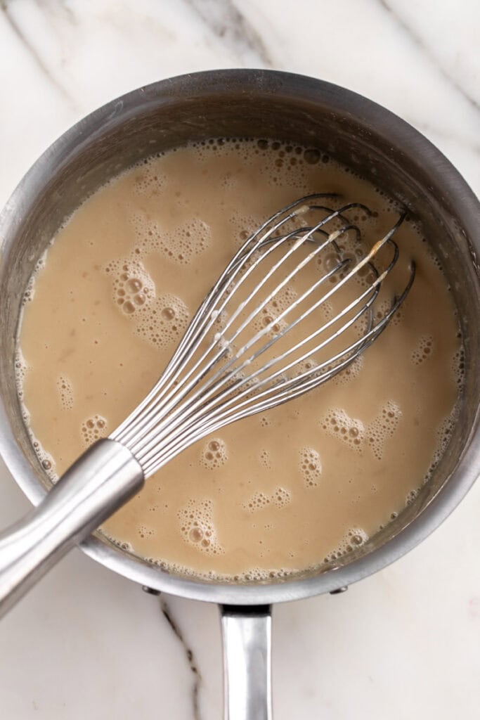 maple custard mixture with whisk.