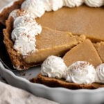 maple cream pie cut into slices.