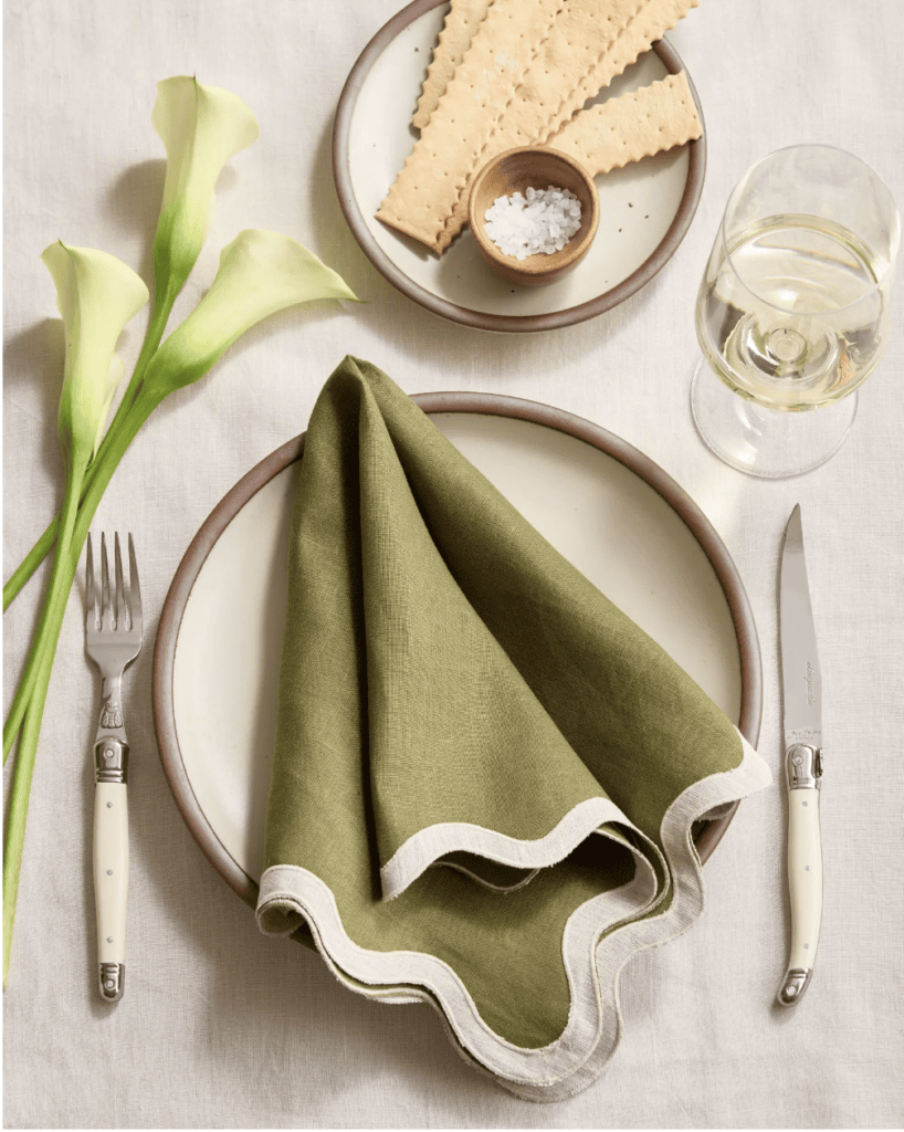 Cooking with Cocktail Rings Blogger Kylie Mazon-Chambers shares Holiday Gift Guide 2024: European Scallop-Edge Napkins