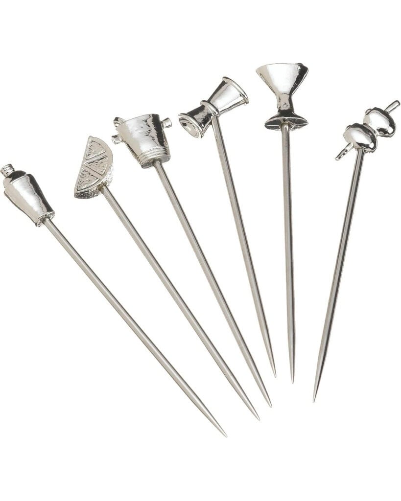 silver drink martini picks.