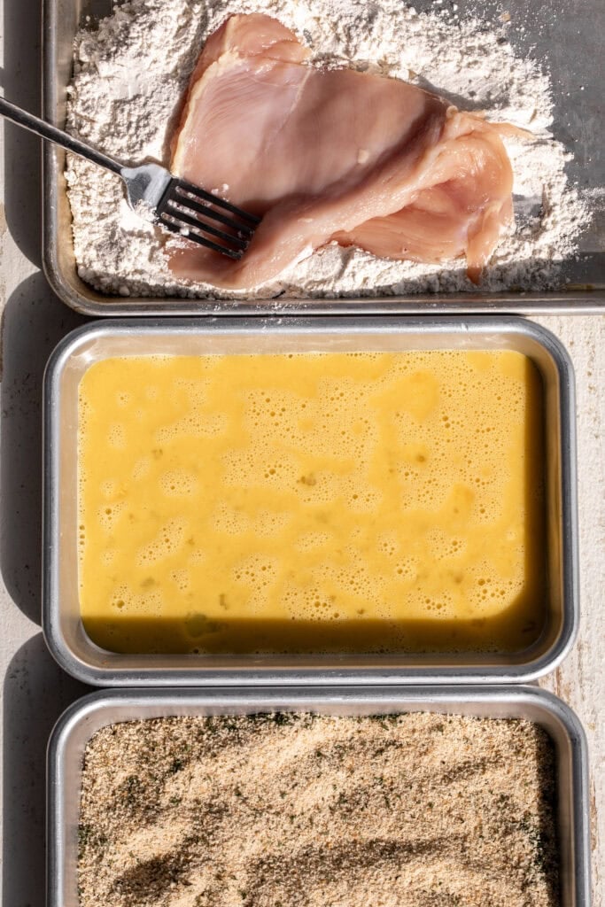 dredge for crispy chicken milanese.