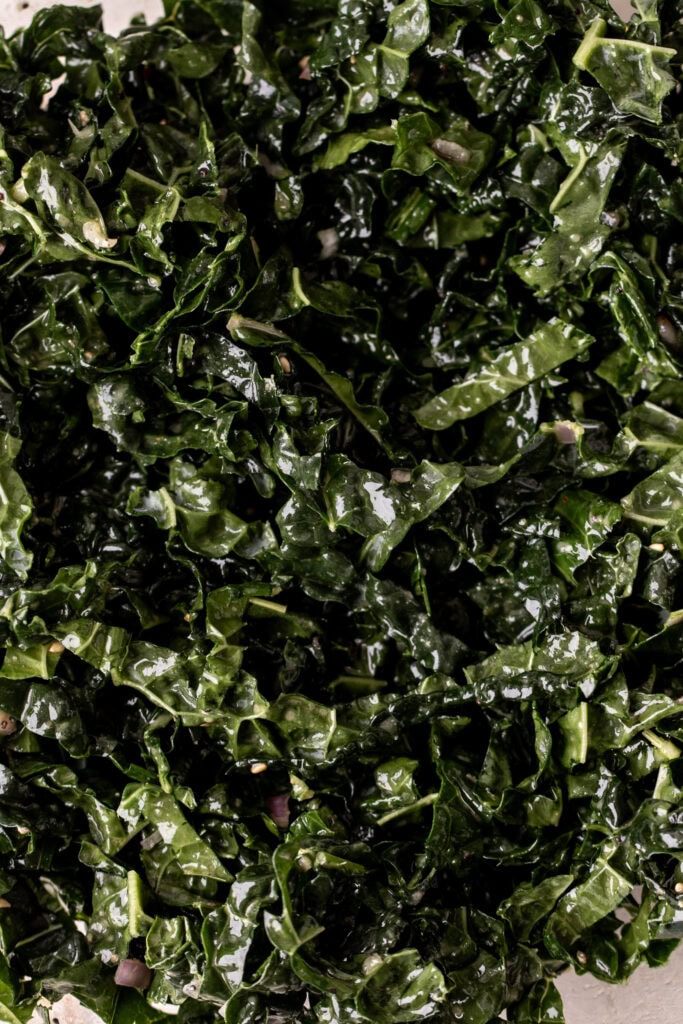 massage kale for shredded kale salad.