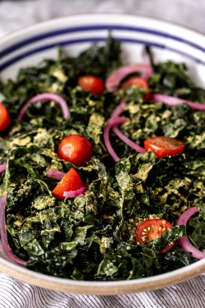 shredded kale salad with nutritional yeast.
