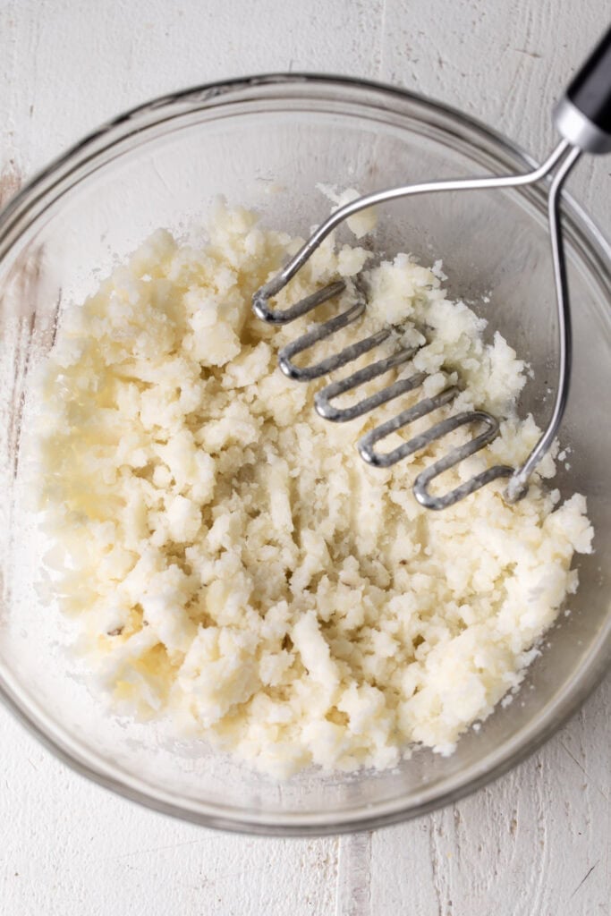 Irish Boxty with Smoked Salmon (Irish Potato Pancakes) recipe - in photo mashed boiled potatoes.