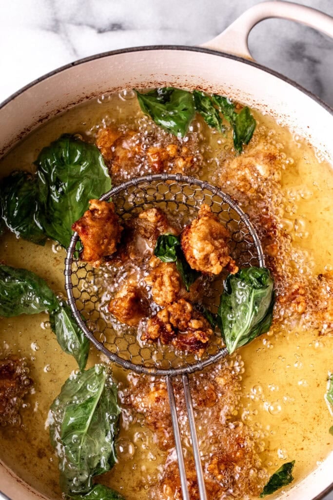 double fried chicken for Taiwanese Popcorn Chicken.