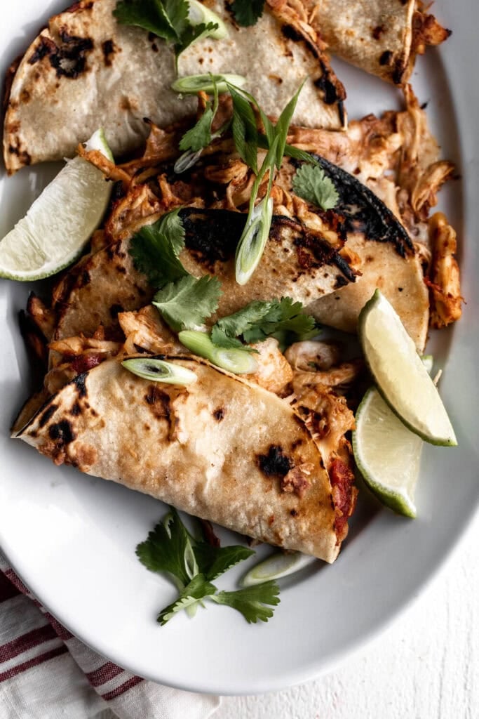 baked crispy chicken tinga tacos.