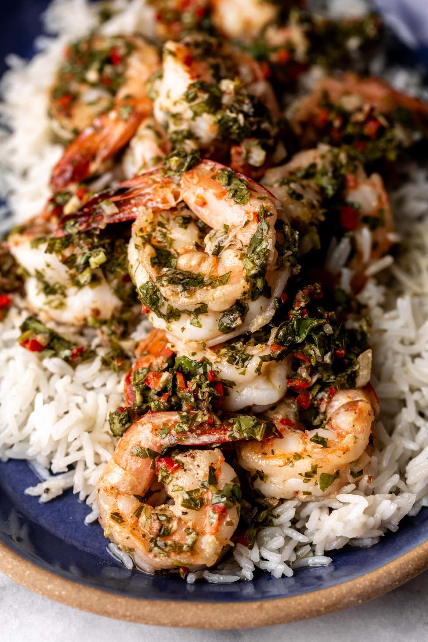 shell-on Chimichurri Shrimp with Coconut Rice