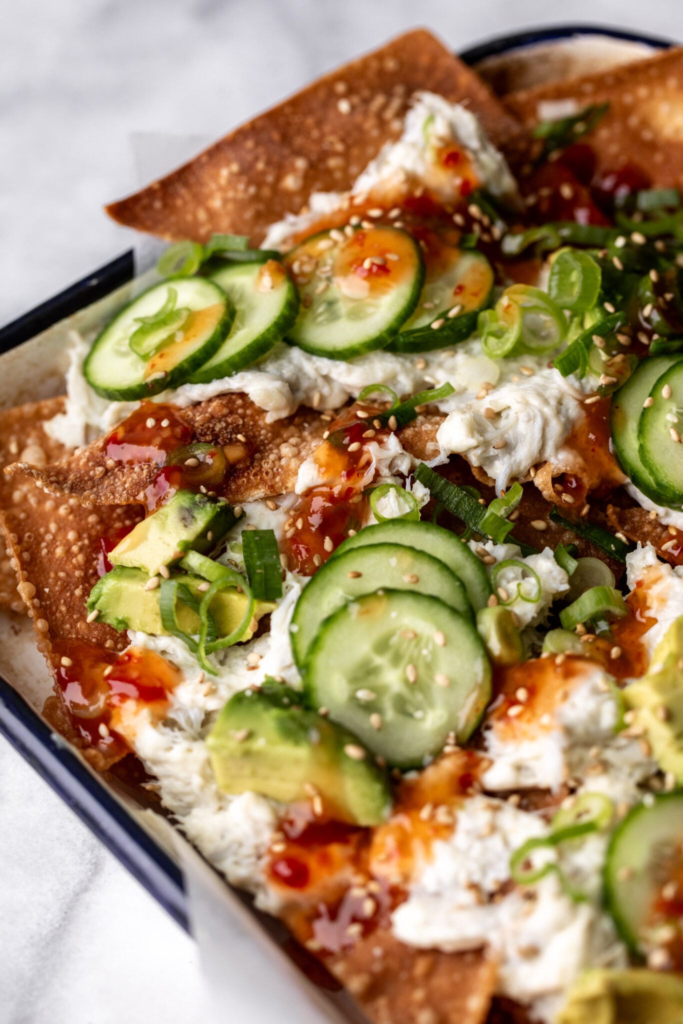 Crab Rangoon Wonton Nachos - Cooking with Cocktail Rings