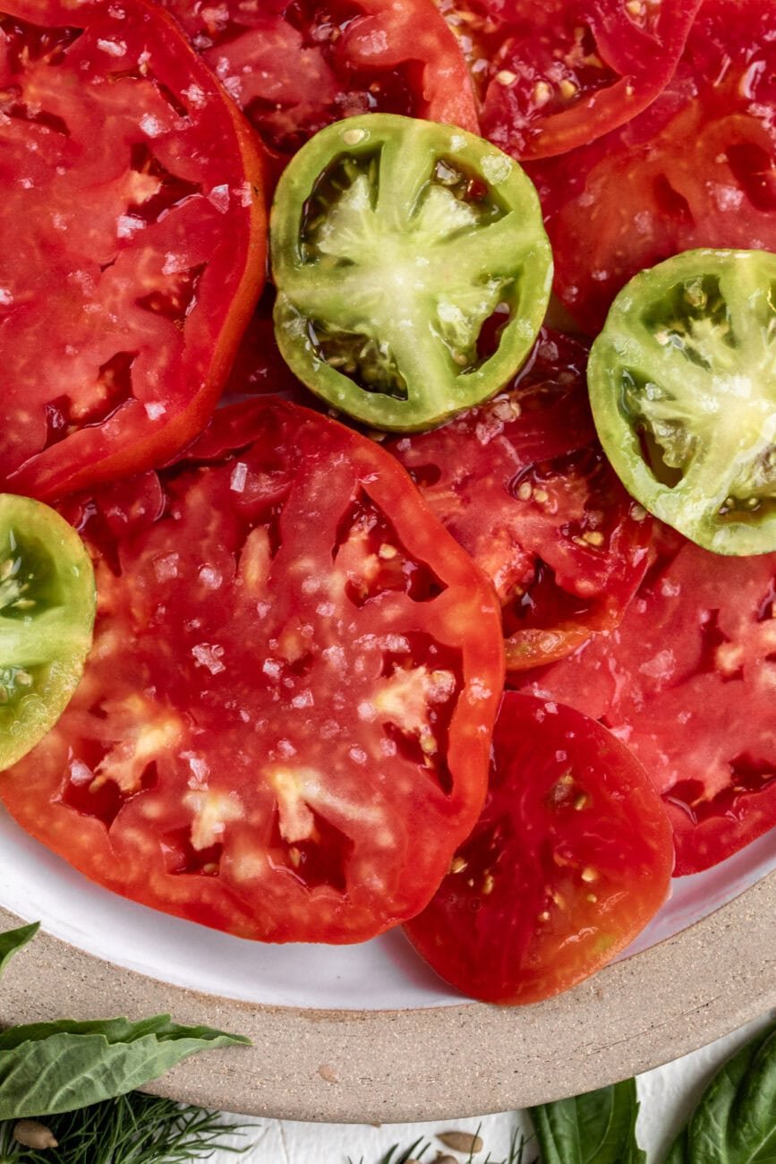 marinated heirloom tomatoes.