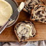 homemade salted butter spread on toast.
