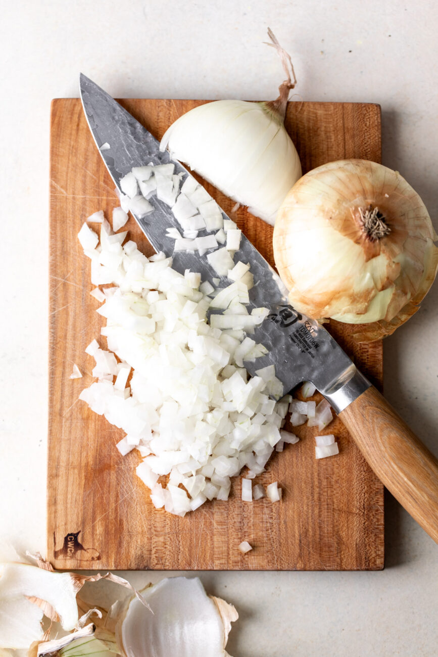 diced sweet vidalia onions.
