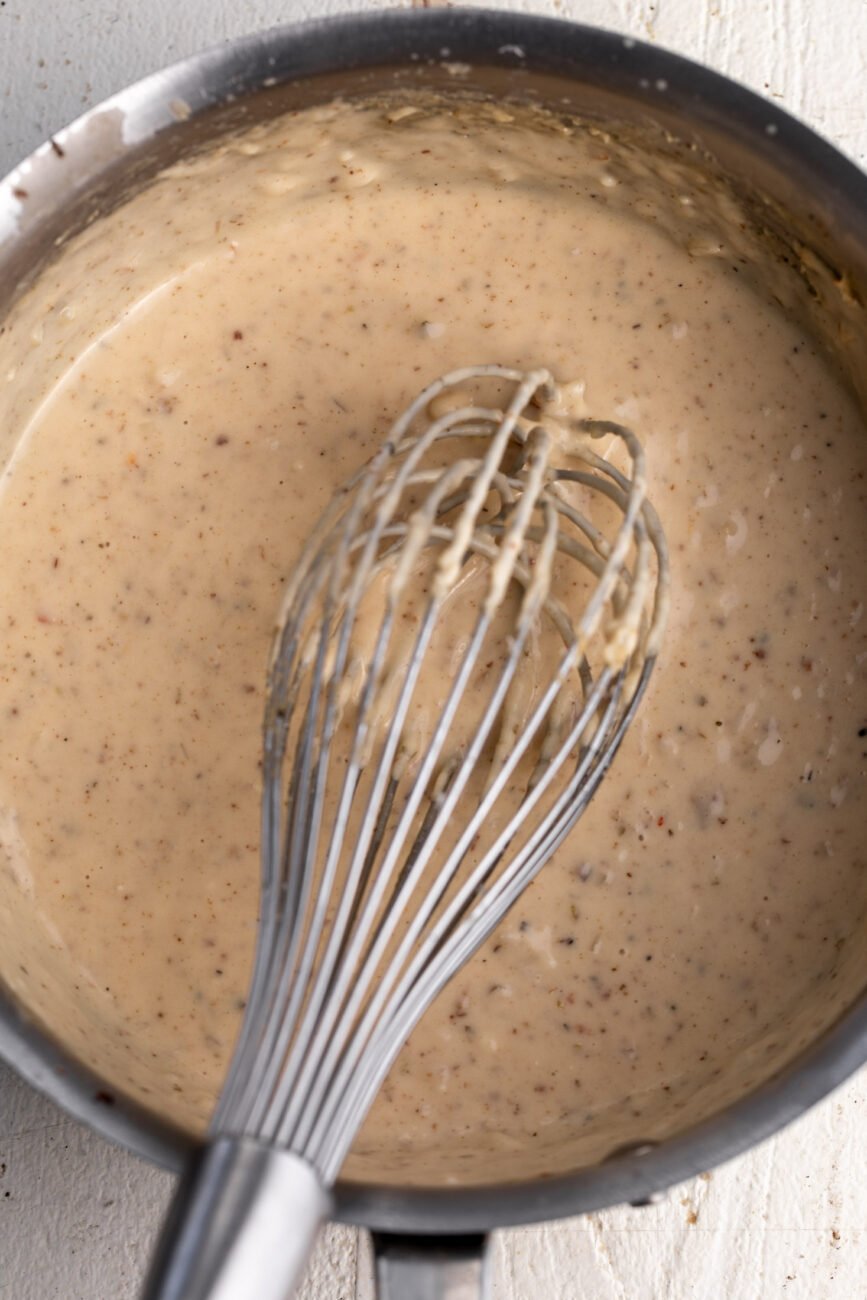 Bechamel sauce with cheese mixed in.