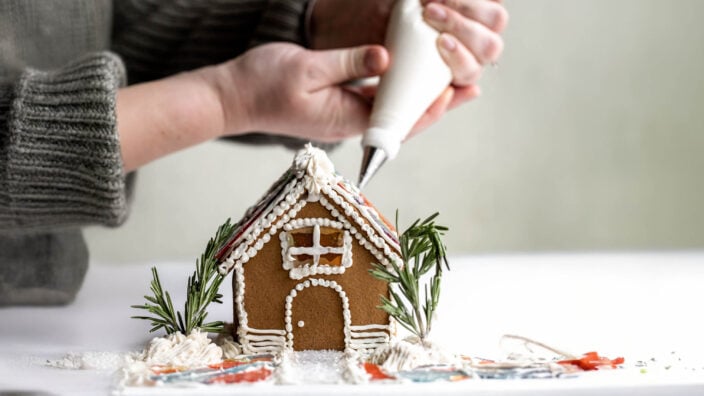 homemade ginger house with melted jolly ranchers.