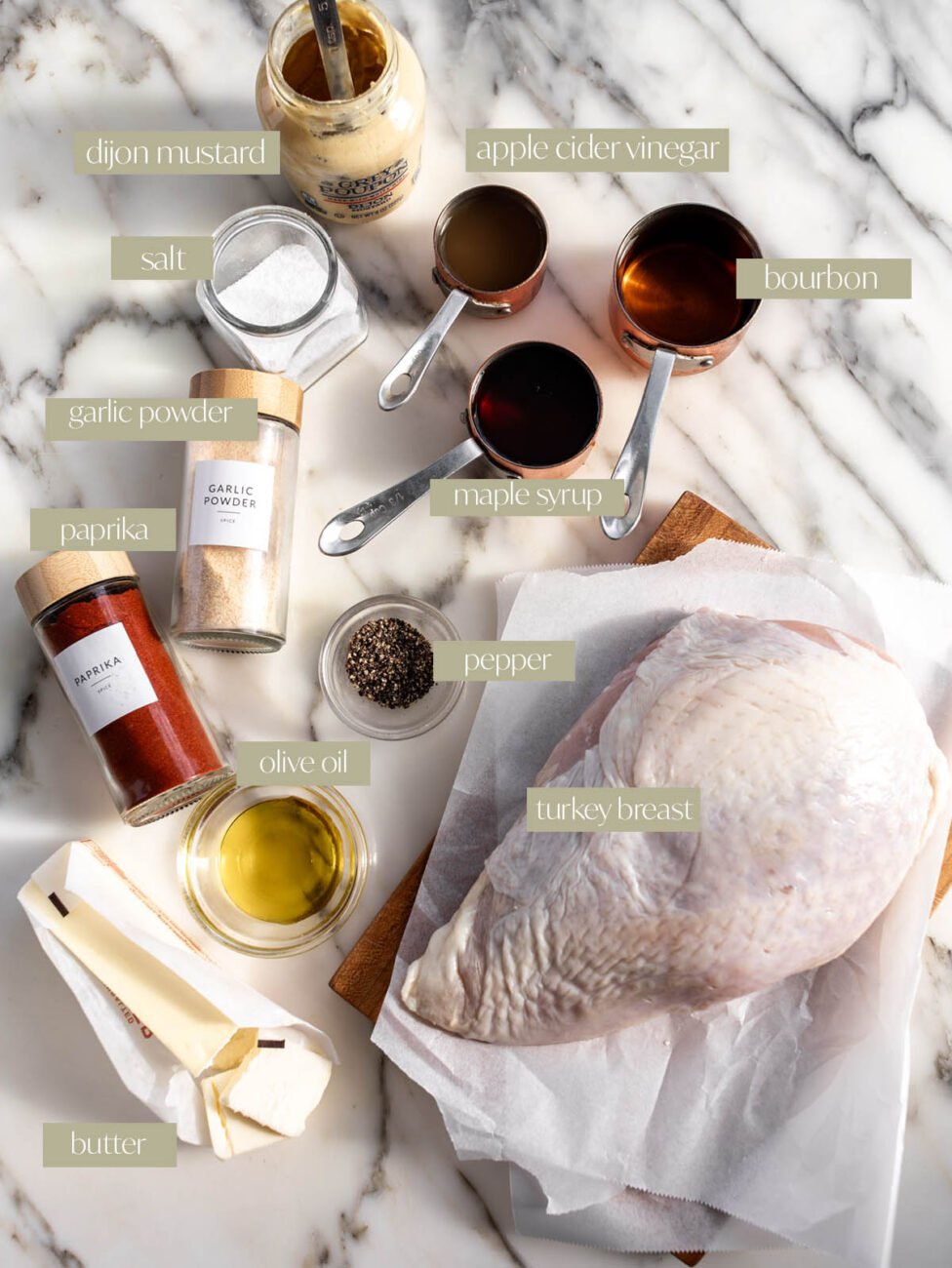 maple bourbon glazed turkey breast labeled ingredient photo.