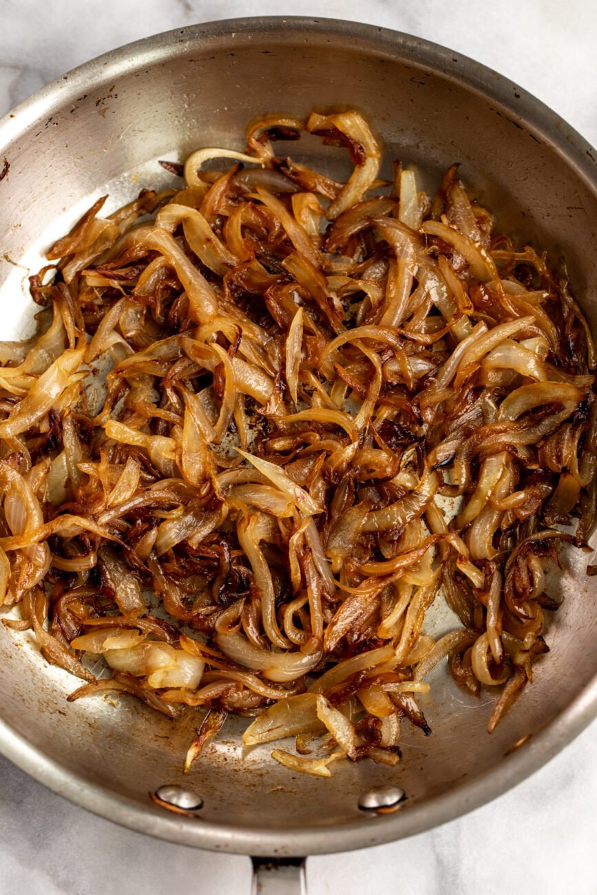 browned sliced onions.