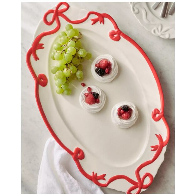 ribbon and bow serving platter.
