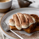 tiramisu french toast with mascarpone cream.