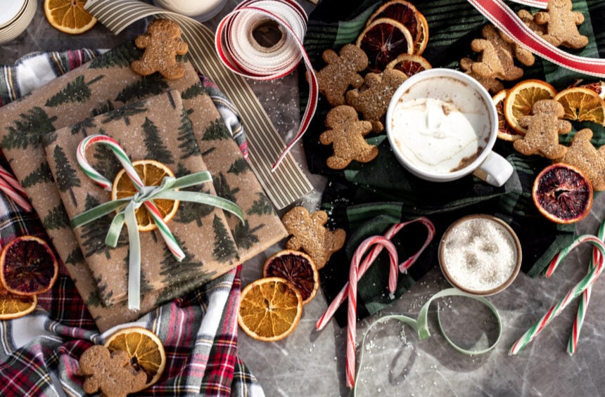 CWCR Holiday Gift Guide 2024 wrapped presents and gingerbread men.