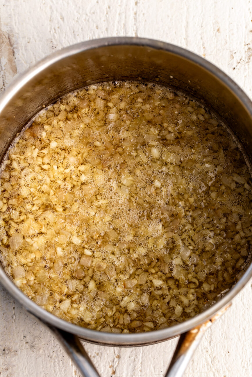 sautéed shallots and garlic.