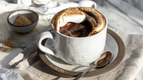 toasted s'mores hot chocolate with Italian meringue.