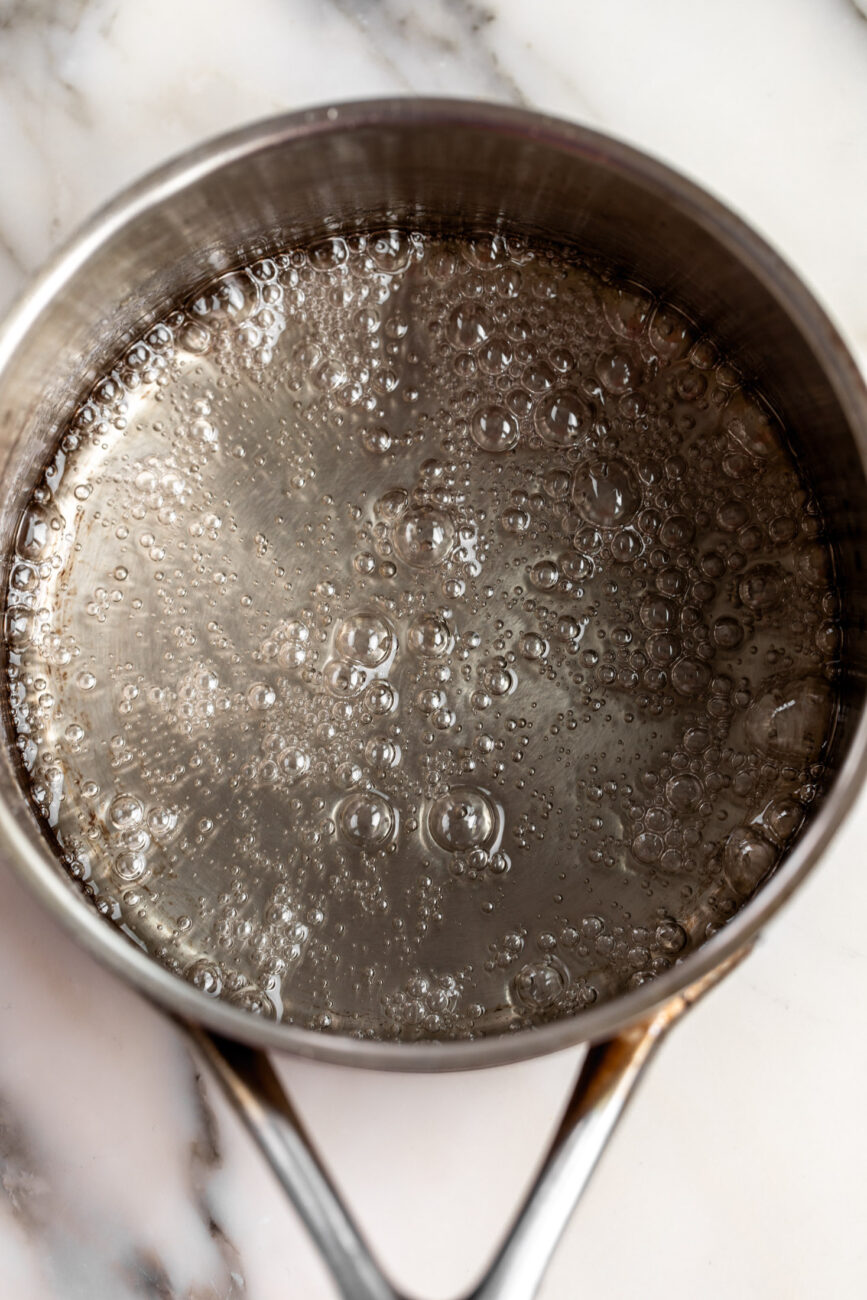 bubbling simmered sugar syrup in small saucepan. 