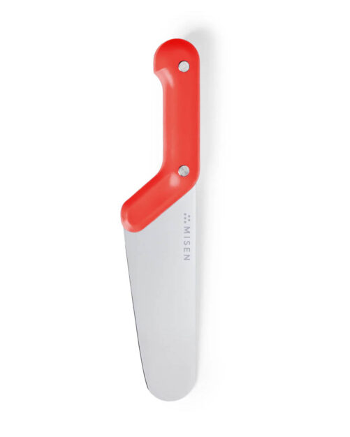 misen kids chef knife with plastic handle.