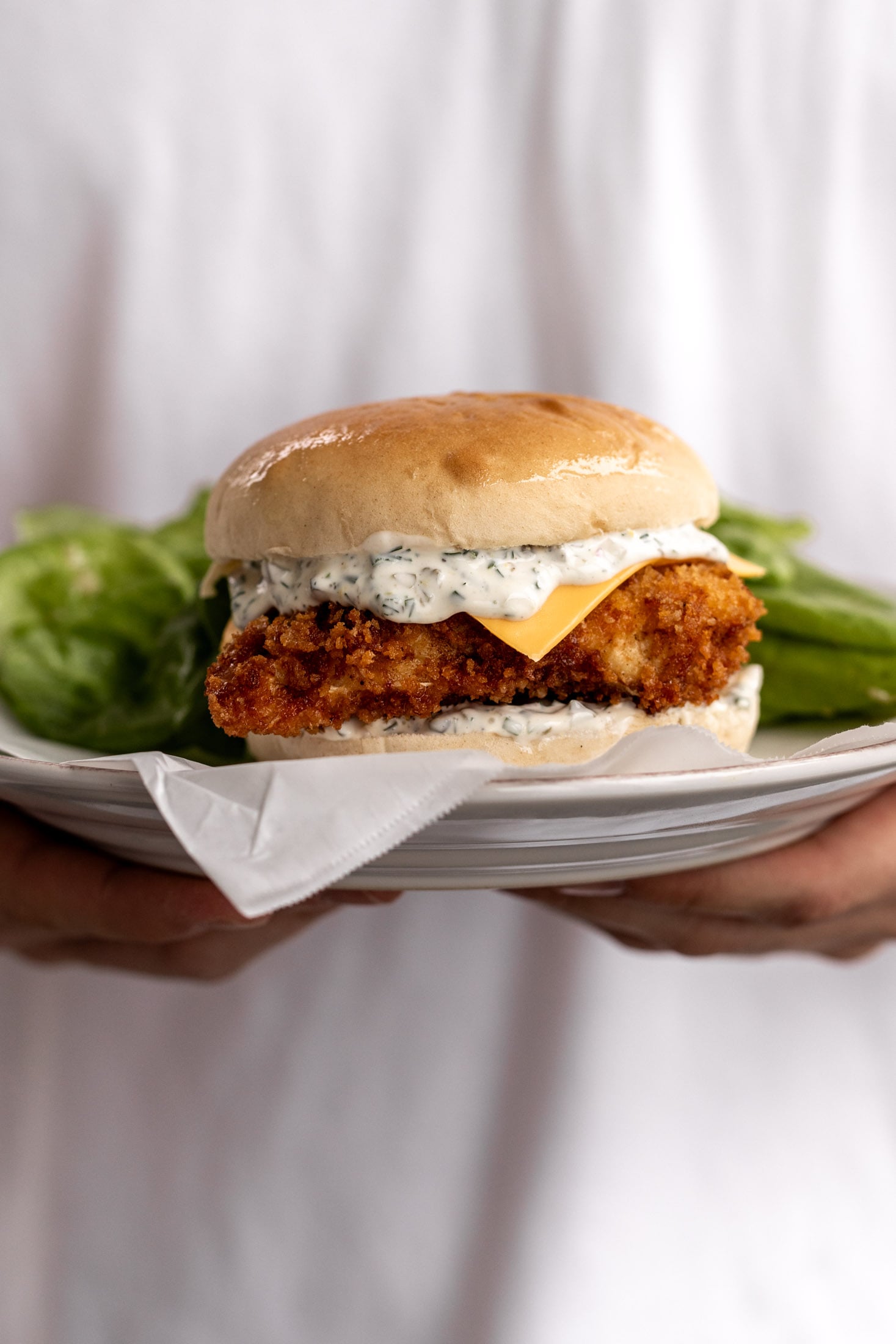 homemade filet-o-fish sandwich inspired by mcdonalds fast food at home.