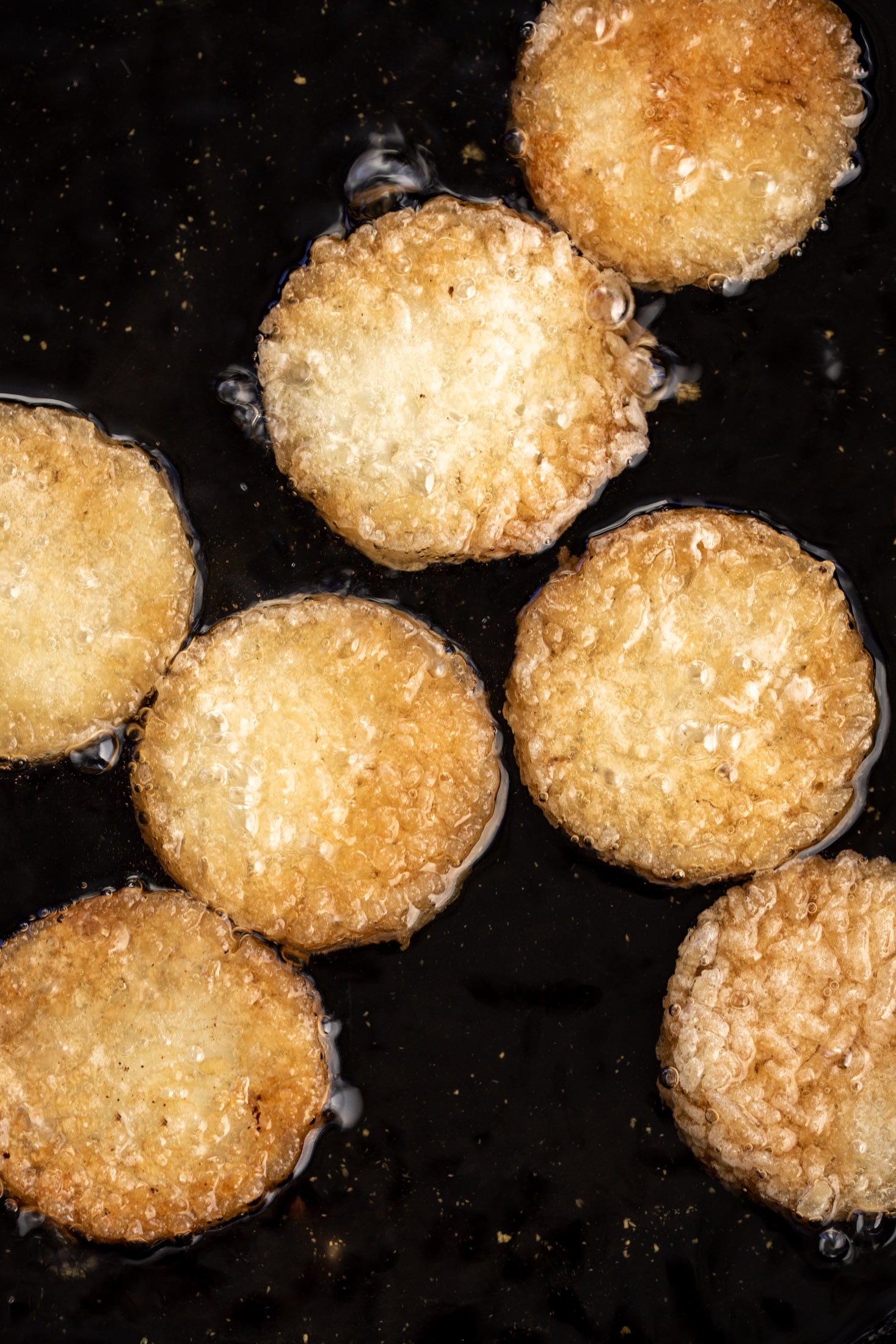 fried crispy rice rounds.