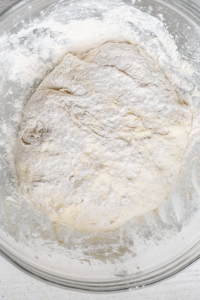 homemade pizza dough ingredient shot.