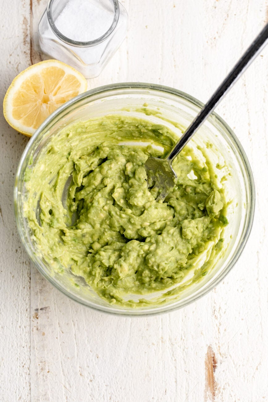 mashed avocado with lemon juice.