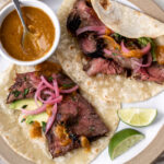 Easy Jalapeño Habanero Hot Sauce (No Fermentation Required) with steak tacos.