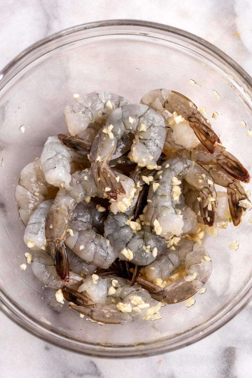honey garlic marinated shrimp.