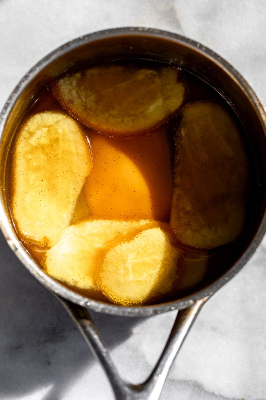 orange rinds with vanilla and simple syrup.