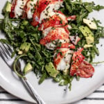 lobster avocado salad with creamy tofu lime dressing.