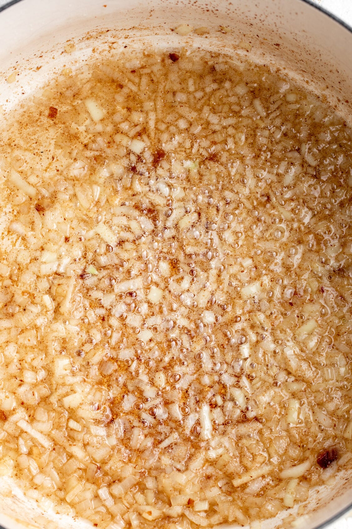 sautéed diced onion in rendered bacon fat for refried beans.