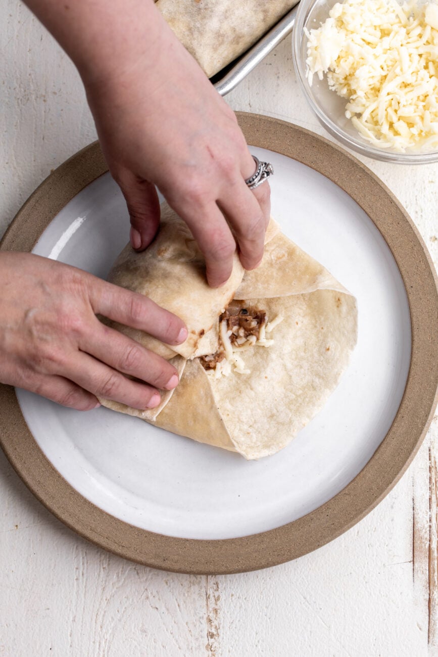 how to fold a bean and cheese burrito.