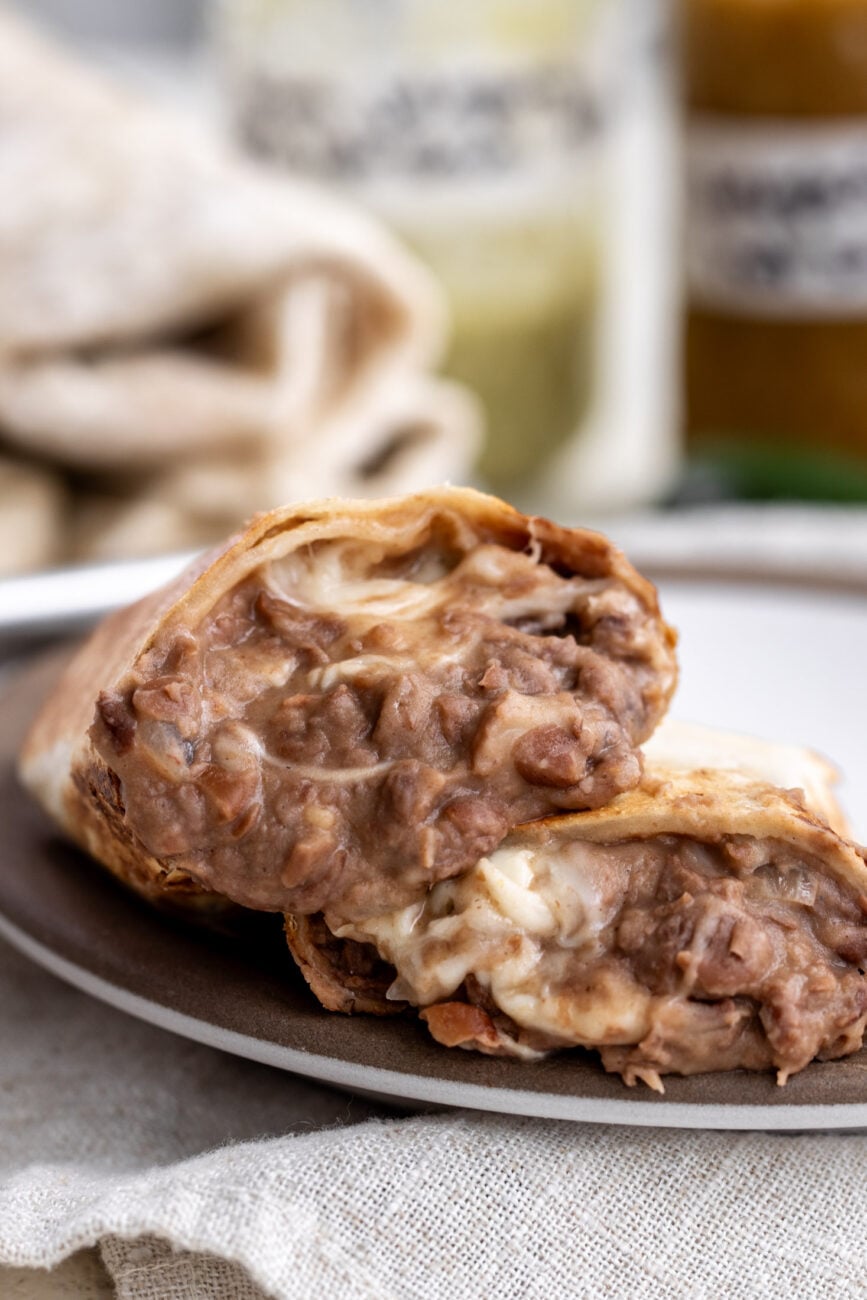 refried bean and cheese burrito great freezer meal.