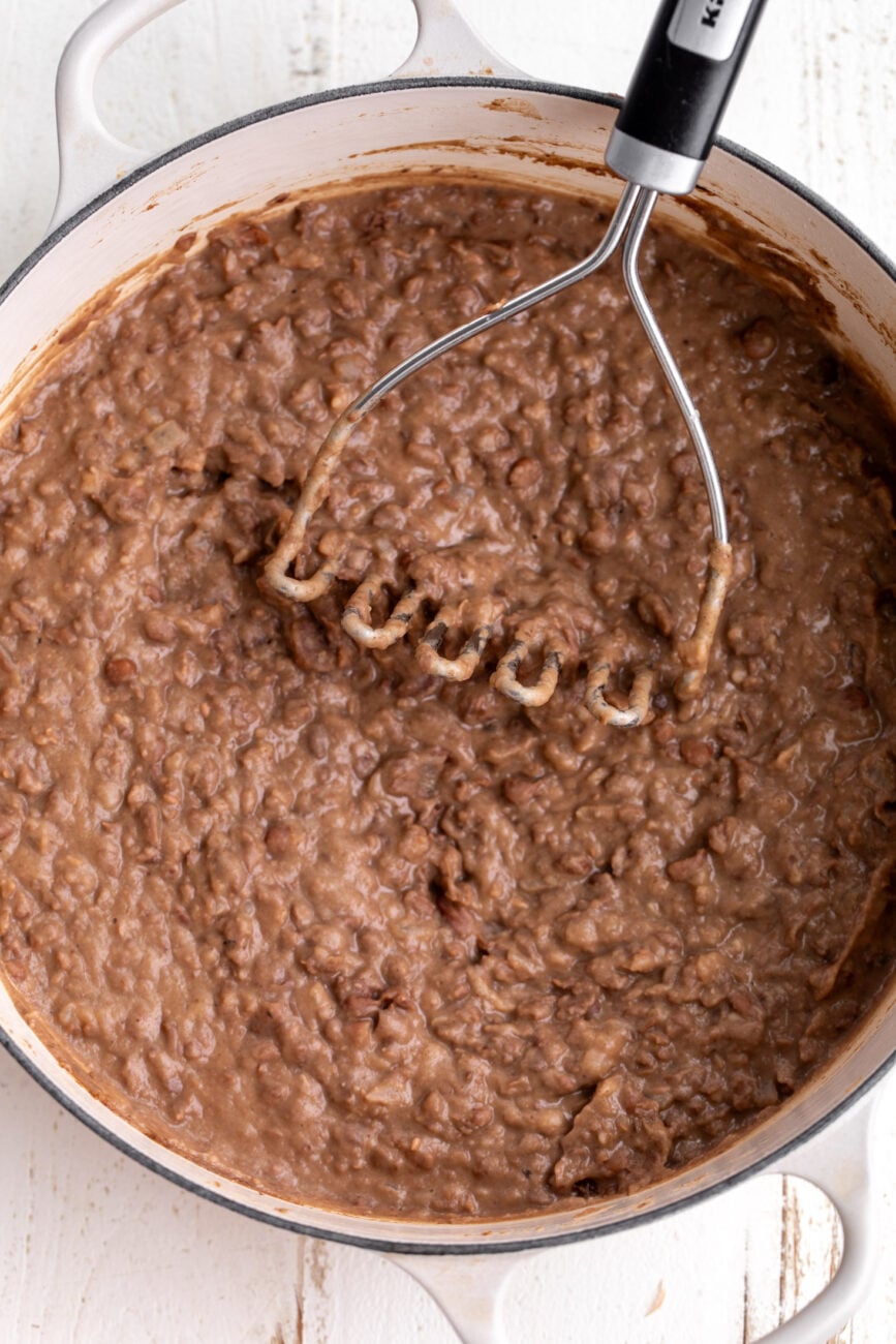 pot of refried beans.