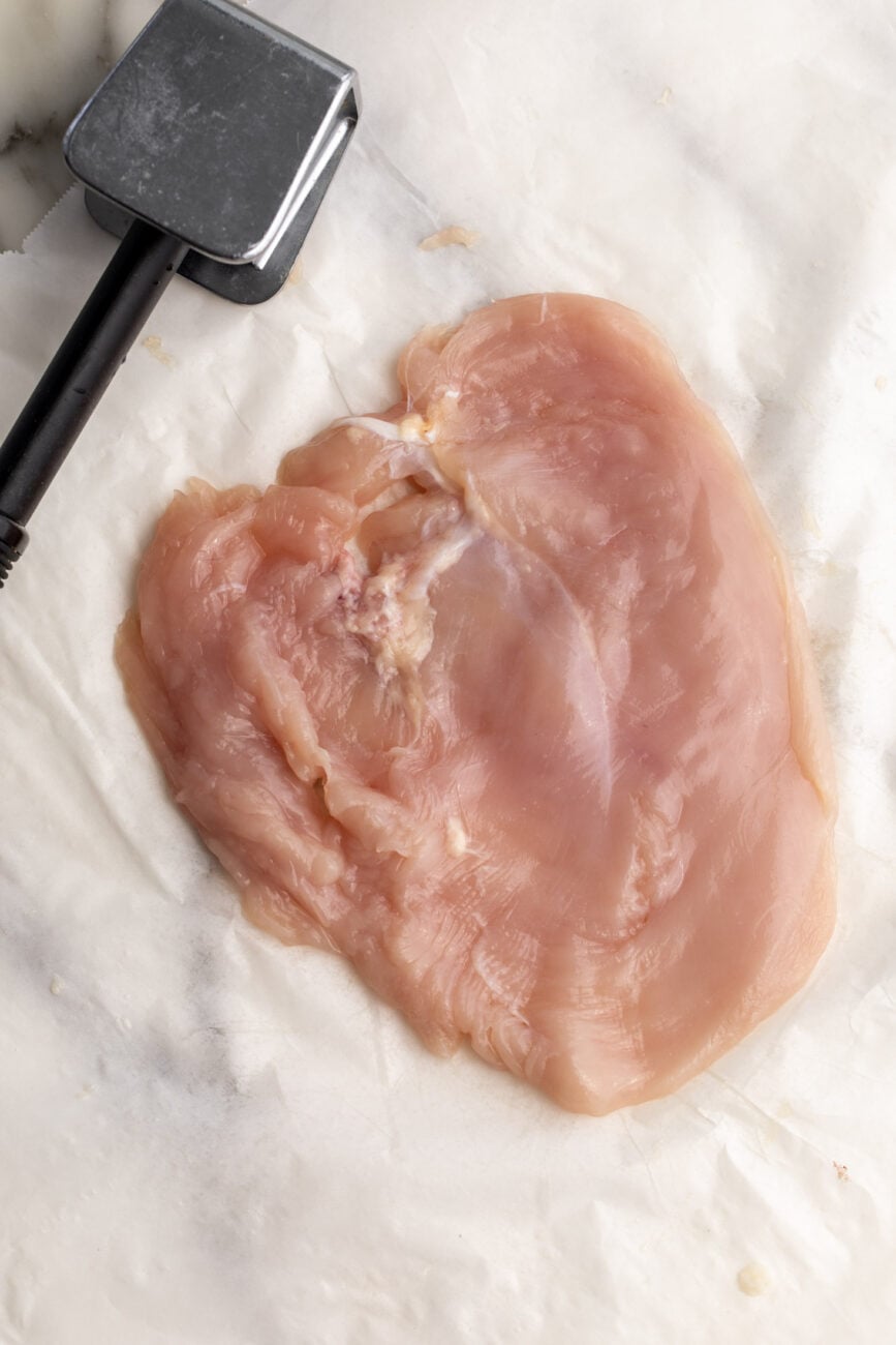 pounded out chicken breasts.