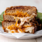 butternut squash grilled cheese with caramelized onions on sourdough.
