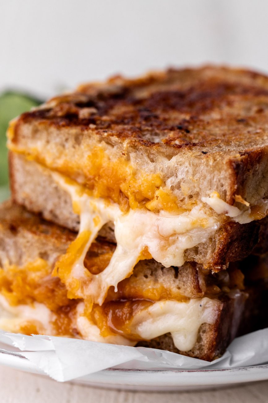 roasted butternut squash and caramelized onion grilled cheese.