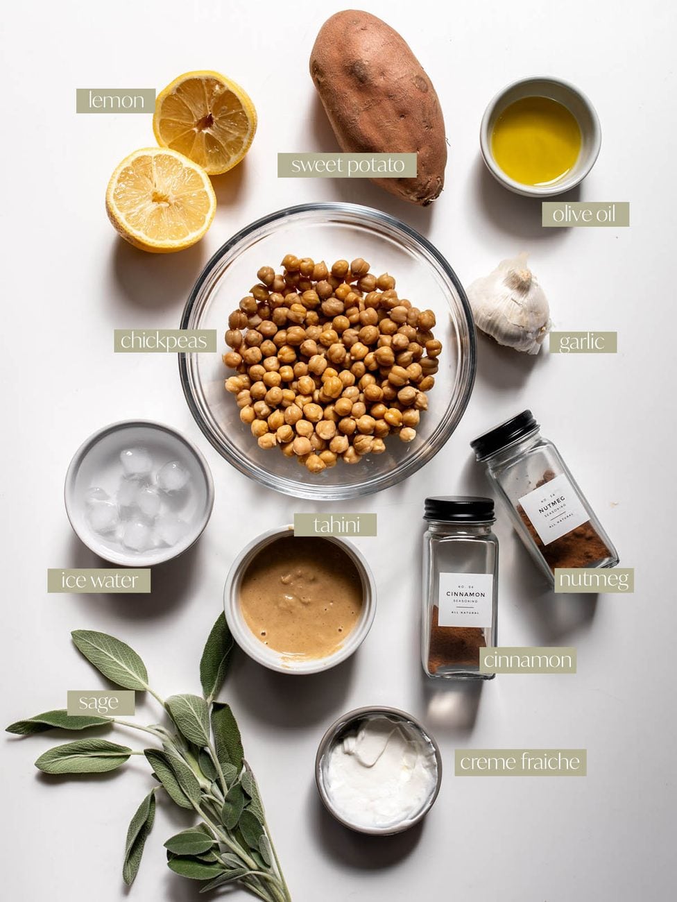 sweet potato hummus labeled ingredients.